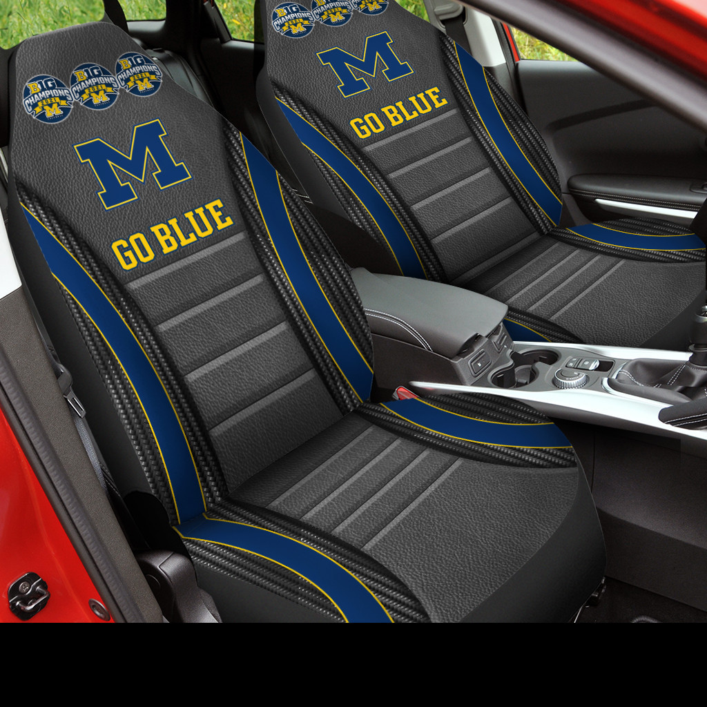 Michigan Wolverines Go Blue Car Seat Covers (SET OF 2) - v4