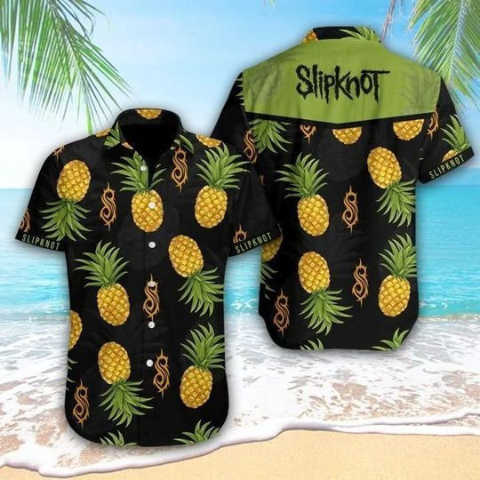 Slipknot Pineapple Tropical Hawaiian Graphic Print Short Sleeve Hawaiian Casual Shirt